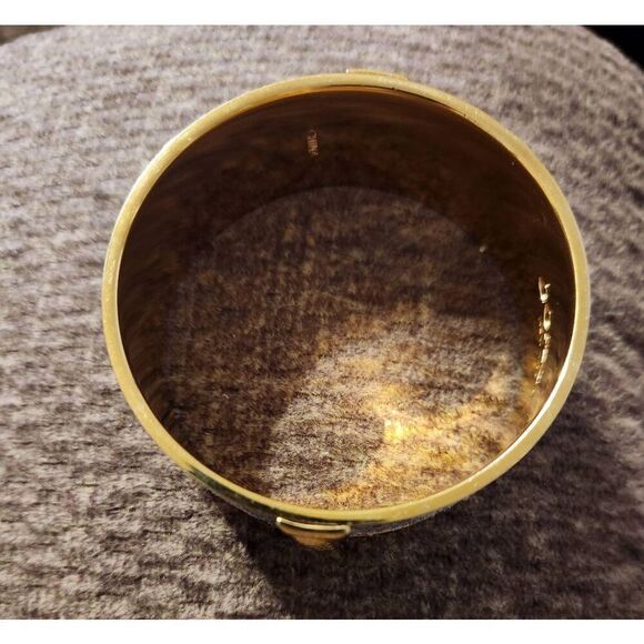 Coach F99649 Leather Python Inlaid Bangle Bracelet with Goldtone trim - Picture 4 of 7